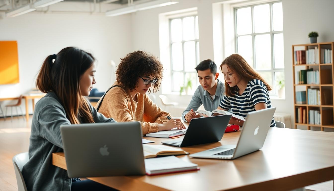 Students working in research laboratory
